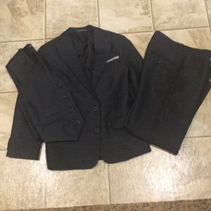 Steve Harvey Boys 3 Piece Suit Black/Silver